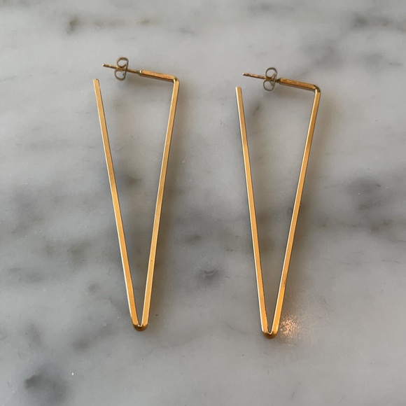 Gold Fill Triangle Hoop Earrings - Picture 2 of 5